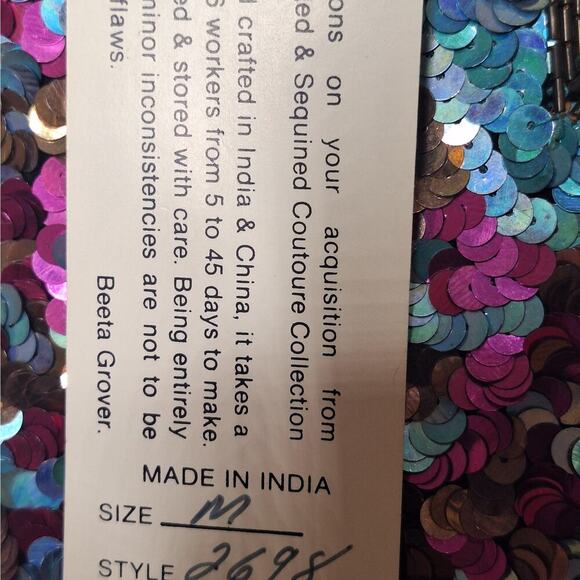 Vintage 80's La Scala Beaded Sequined Evening Dress Silk Party M Striped Glam - Picture 8 of 16